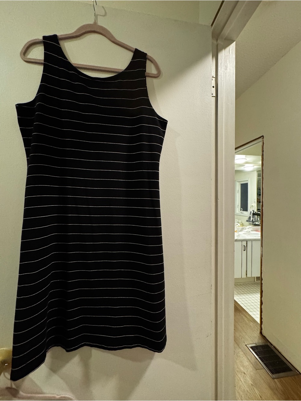 Miik Bamboo Black Striped Sleeveless A-line Dress